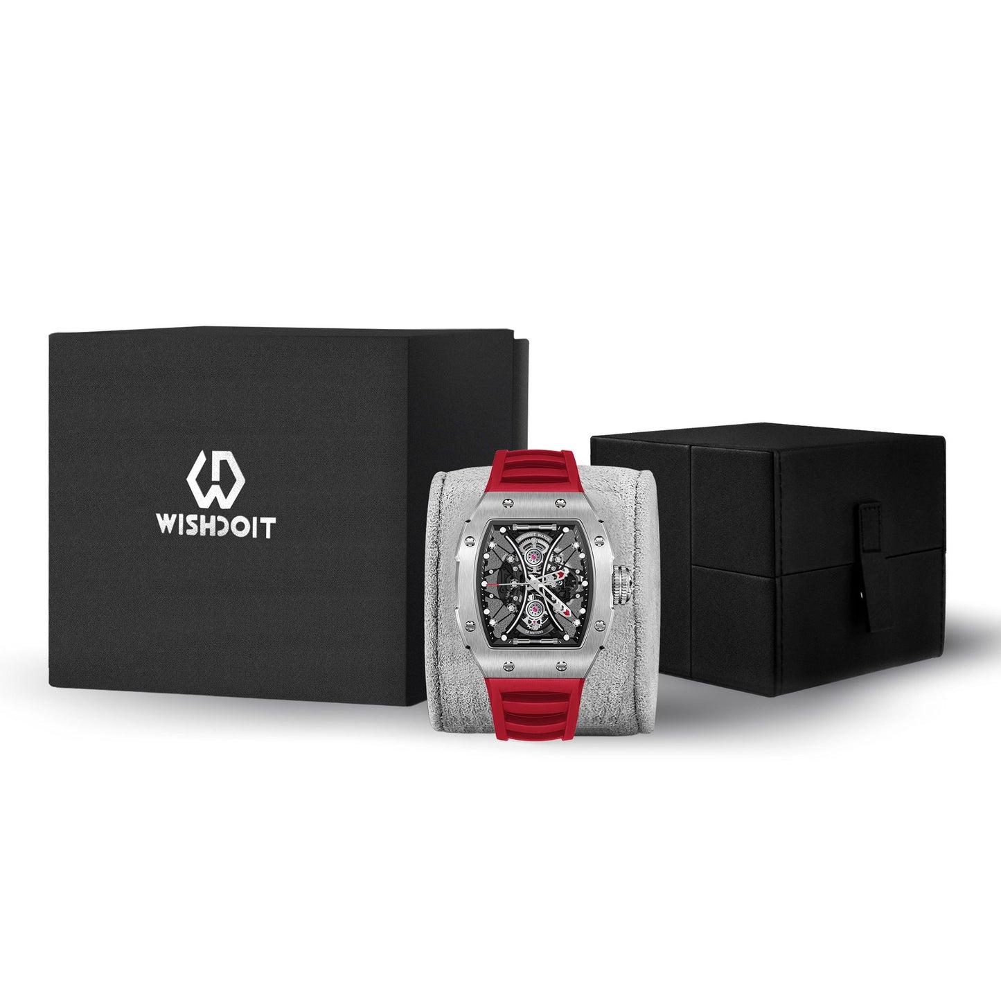 Buy Quartz Sports Skeleton Silver Red Watch In Wishdoit Watches