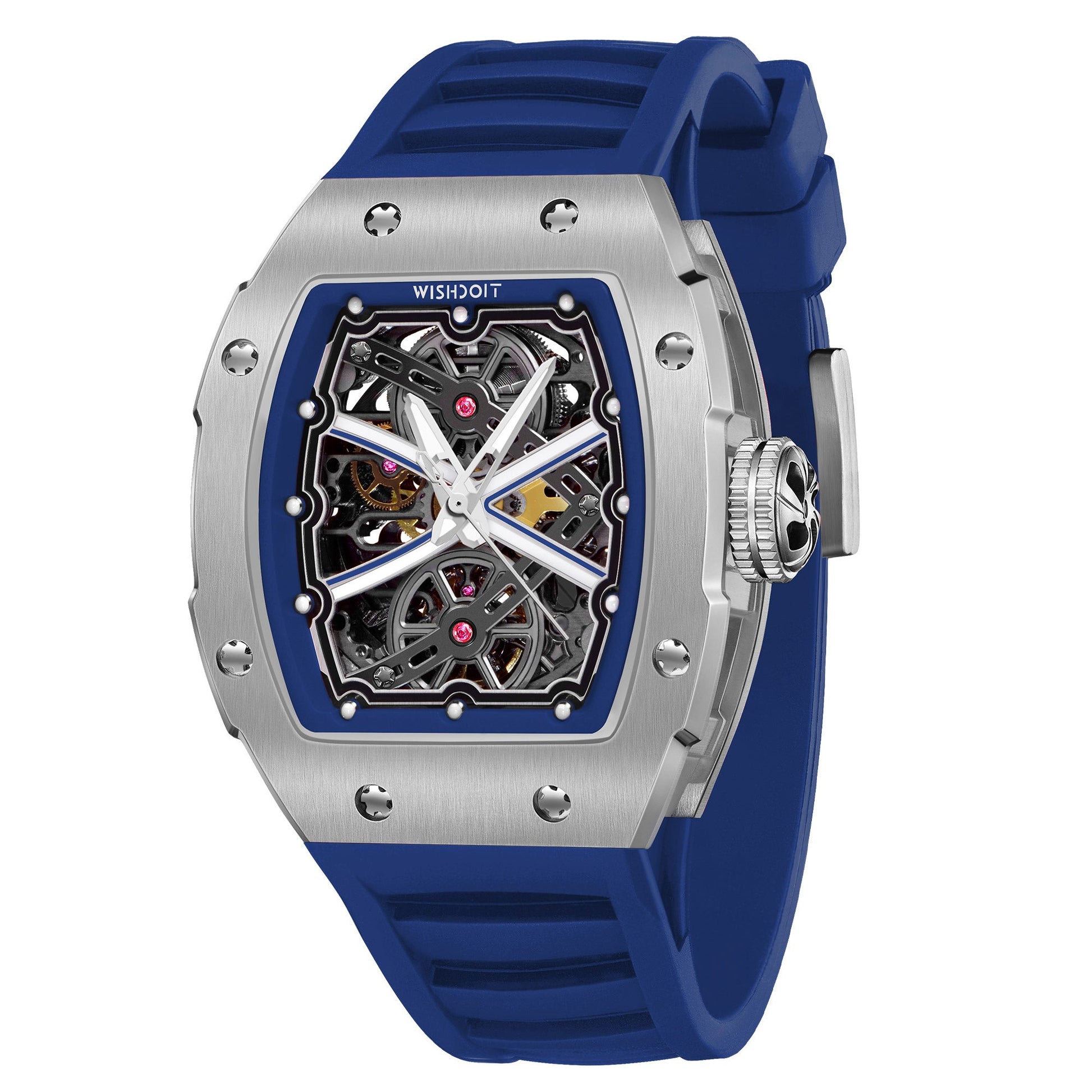 Best Mens Automatic Mechanical Runway Silver Blue Watch In Wishdoit Watches