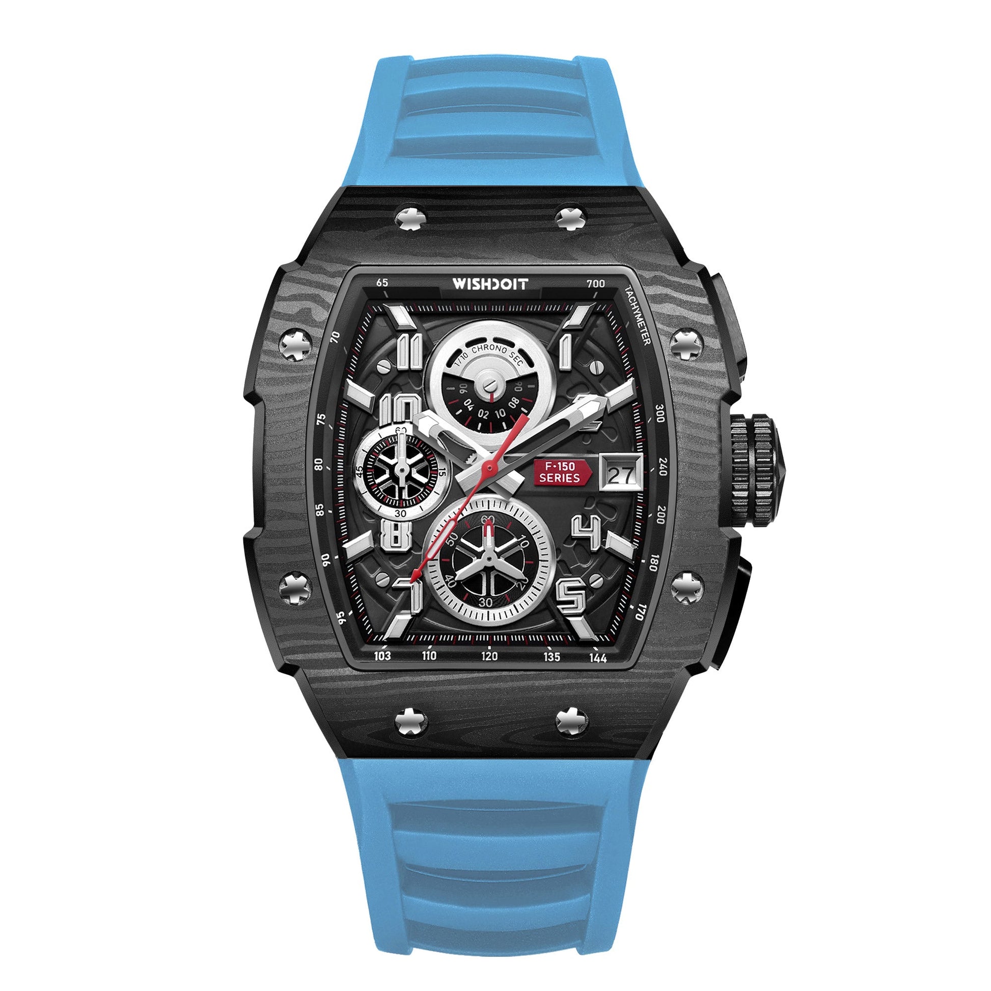 Shop Racing F-150 Chronograph Quartz Black-Light Blue Watch | Wishdoit watch