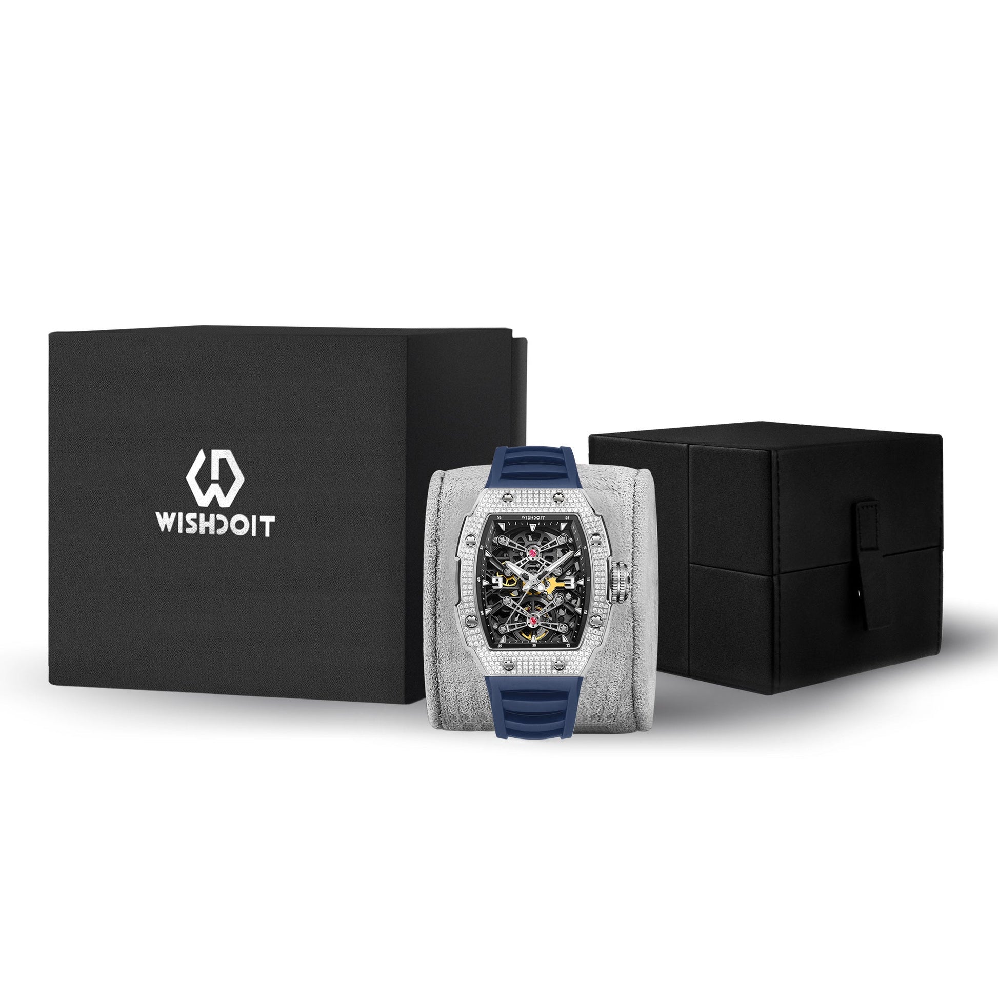 Shop Tonneau Watches For Men-Customize Silvery Blue|Wishdoit