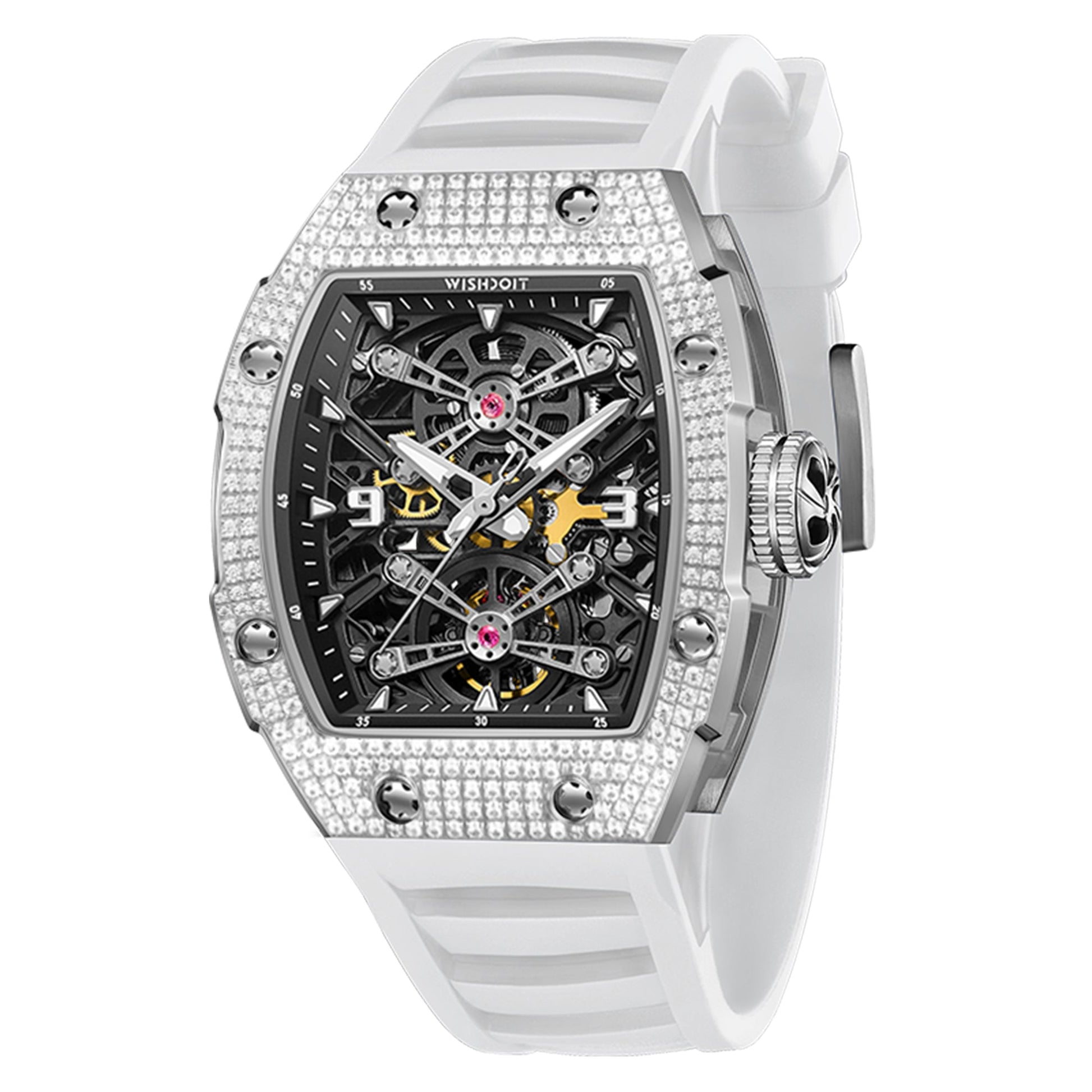 Shop Tonneau Men mechanical Watches - Customize Silvery White | Wishdoit