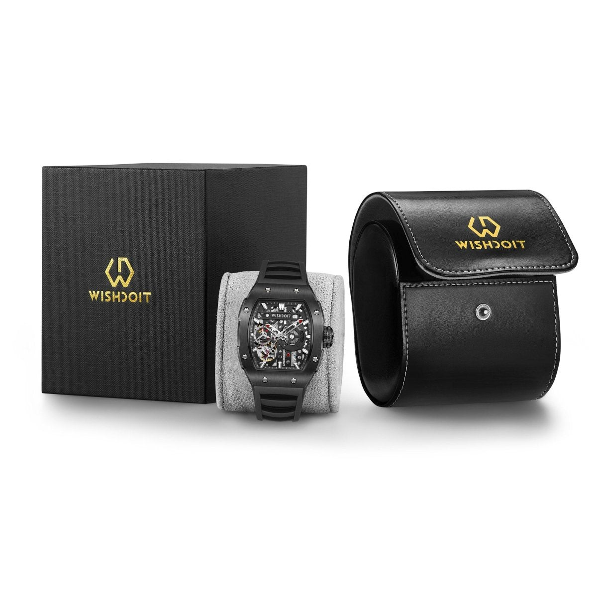 Psychic Compass Men's Mechanical Tonneau Watch - Black | Wishdoit Watches