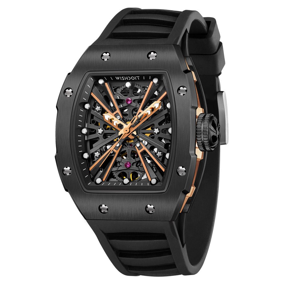 The X-series Tonneau Mechanical Watches For Men - Black | Wishdoit Watches