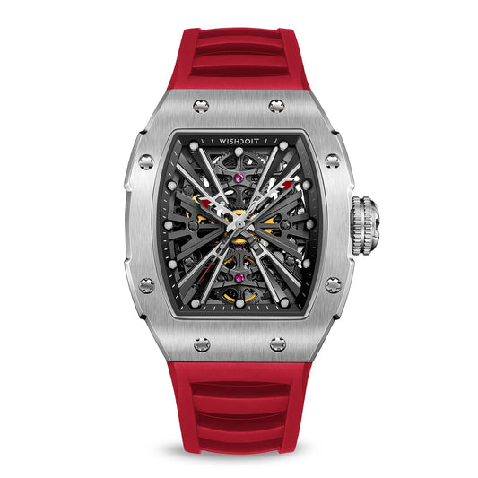 The X-series Tonneau Mechanical Watches For Men - Silvery Red | Wishdoit Watches
