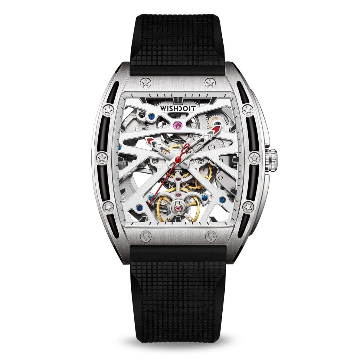 Automatic Mechanical Tonneau Watch For Men - Silvery Black | Wishdoit Watches
