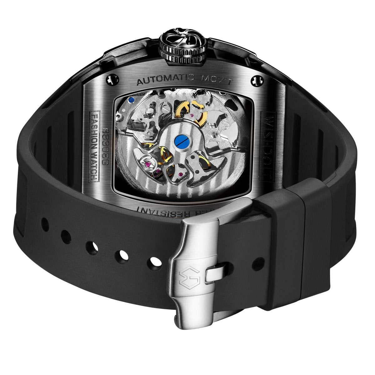 Viking Automatic Mechanical Tonneau Watch for men-Black | Wishdoit Watch