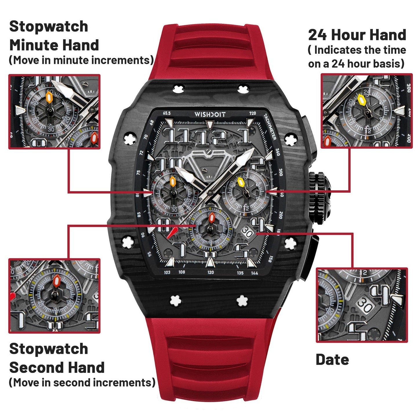 Shop Racing GT Chronograph Quartz Black Red Watch on Wishdoit Watches