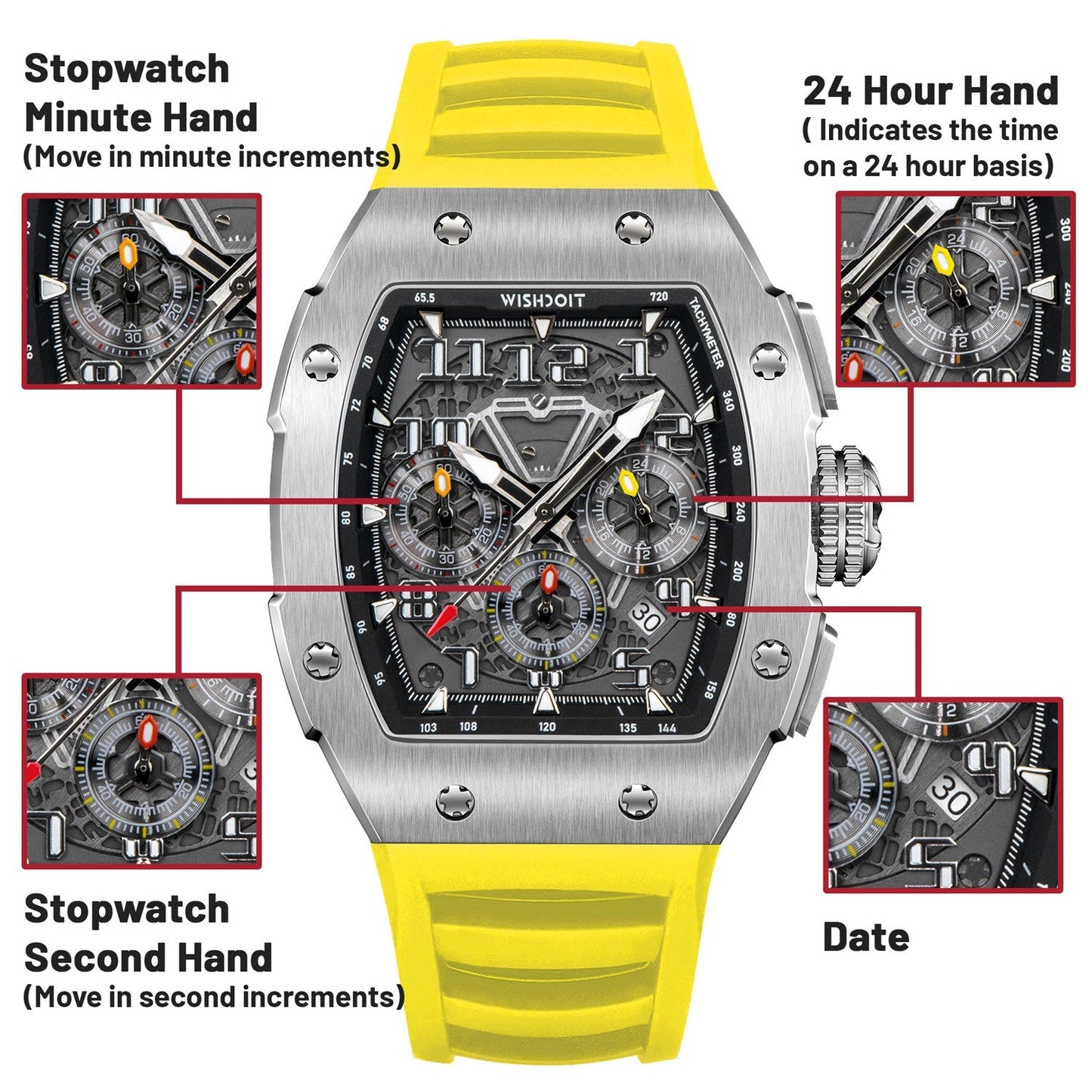 Shop Racing GT Chronograph Quartz Silver Yellow Watch on Wishdoit Watches