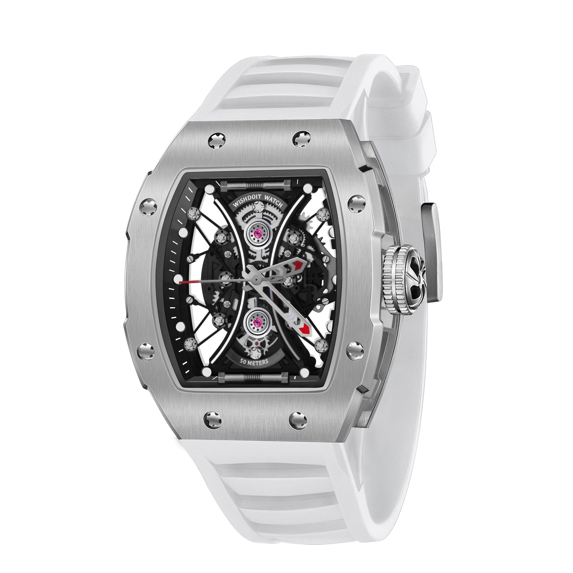 Buy Quartz Sports Skeleton Silver White Watch on Wishdoit Watches