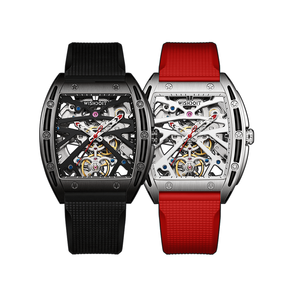 VDay Gift | Urca-Couple Watches-Black&Silvery Red - Wishdoit WatchesWSD-9905-Couple1
